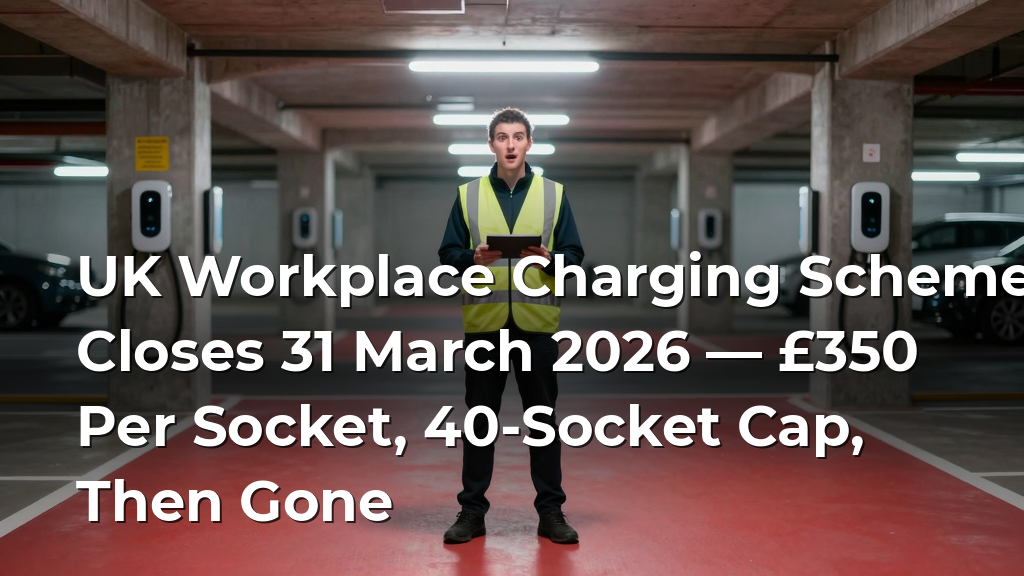 UK Workplace Charging Scheme Closes 31 March 2026 — £350 Per Socket, 40-Socket Cap, Then Gone